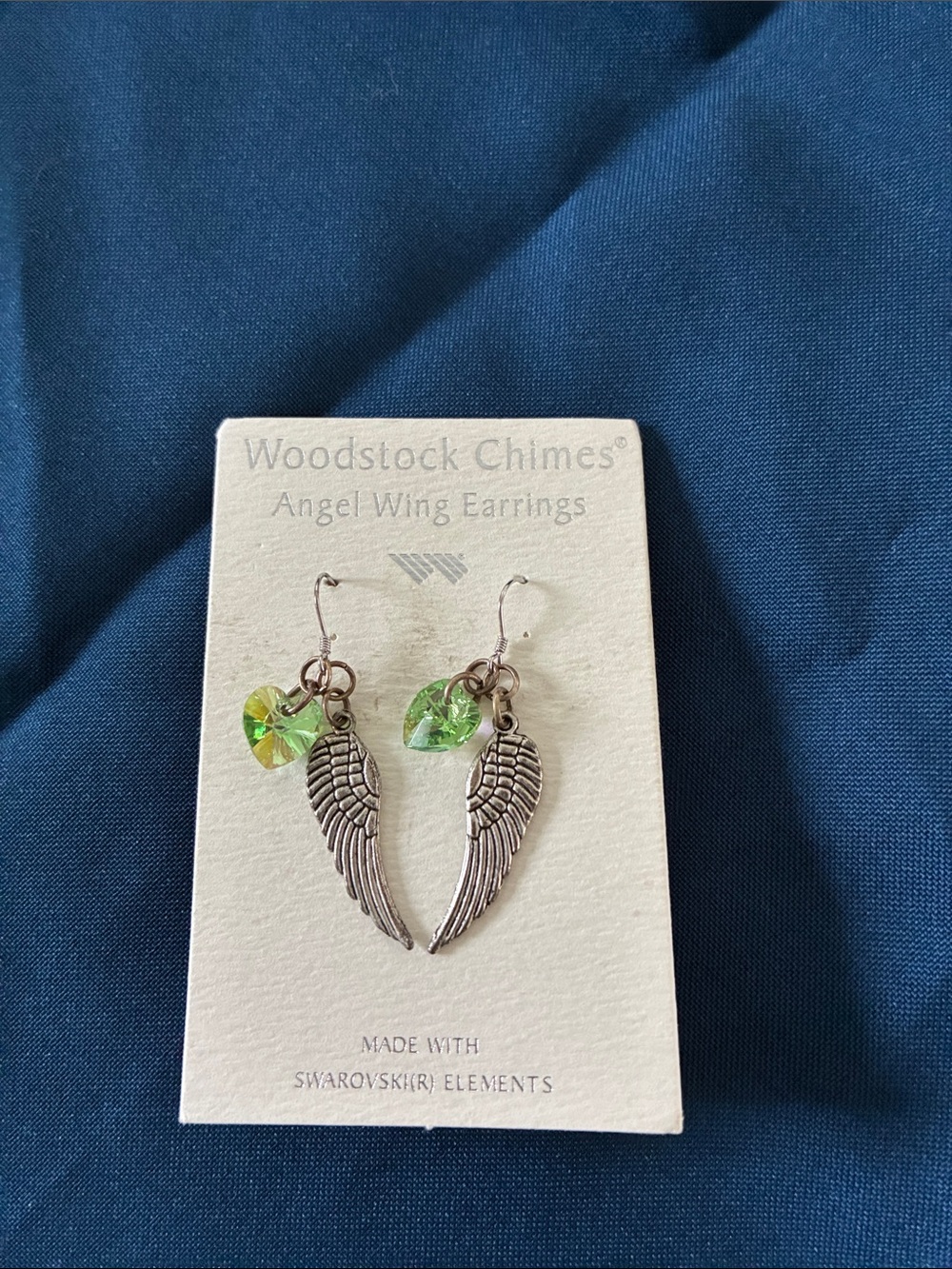 Swarovski Green Crystal Angel Wing Dangle Earrings